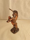 Vintage Solid Copper Roaring Unicorn Fantasy Figurine Sculpture Rare 1981