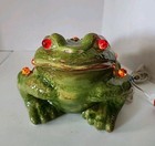 Vtg Arnels Mcm Huge Large Green Ceramic Frog Toad Marble Lamp Light  7  H    10 l