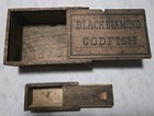 Vintage 2- Dovetailed Wooden Boxes With Sliding Box Tops And Early Advertising 