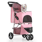 Pink Foldable Dog Stroller Small Medium Pet Travel Cage Carrier Cart W sunshade