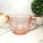 Pink Depression Style Glass Measuring Cup   Mixing Bowl  Vintage Style Kitchen