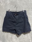 Anthropologie Maeve Black Elena High Waist Shorts Linen Blend Casual Size 8
