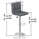 Set Of 4 Adjustable Bar Stools Pu Leather Modern Dinning Chair Metal W back Gray