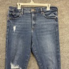 Express Jeans Women 14 Skinny Mid-rise Stretch Distressed Denim Pants