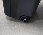 32-gallon Plastic Trash Can With Wheels  Attached Lid  Black Color 