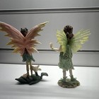 Fantasy Fairy Figurine Statues Set Of 2 Winged Fairies Green   Purple Dresses