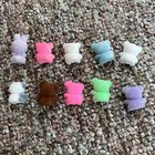 Vintage Lot Of 9 Miniature Flocked Fuzzy Teddy Bears   1 Bunny