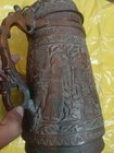 Rare Antique Hand Engraved Brass copper Ewer Jug Persian Mughal Figural Scene   