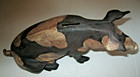 Antique Rare 12   Inches Black With White Spotts Cast Iron Piggy Bank