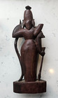 Antique Hand Carved Wood Hindu Goddess Figure Made In India 1900s Vtg Statue