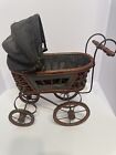 Vintage Antique Victorian Baby Doll Carriage Stroller Buggy Wicker Wood   Steel