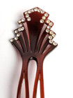 Pair Antique Celluloid Art Deco Hair Comb  Crystal Rhinestones Made In Usa 4 