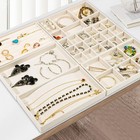 Dntorx Stackable Jewelry Organizer Trays  6 Set Of Velvet Beige