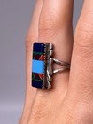 Vintage Navajo Style Sterling Silver Multi-stone Inlay Ring Size 7 25 