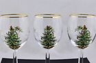 Set Of 3 Spode Christmas Tree Wine Glass With Gold Rims - Mint