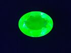 Large Uranium Glass Gem Oval Cut Green Faceted 20x15mm Vintage New Old Stock