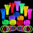 300 Pcs 8  Glow Sticks Bulk - Neon Glow Party Favors  Light Up Necklaces   Brace