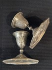 Set Of 2 Antique Hand Made   Chased Islamic Persian Silver Candle Holders
