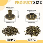 120 Set Leather Rivets 8mm Double Cap Rivets 6mm Height Tubular Studs Bronze