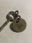 Vintage Antique Hotel Motel Room Key Brass Fob With Skeleton Key  29 1920 s-30 s