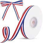15 Yards 4th Of July Striped Ribbon - Grosgrain Satin 0 4 Inch Red White Blue
