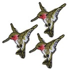3-pack Hummingbird Applique Patch - Mini Embroidered Bird Badge 1 25   iron On 