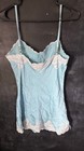 Vintage Style Light Blue Satin Lace Trim Camisole Top