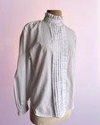 Vintage 80s Secretary Blouse White High Neck Victorian Inspired Workwear Prairie