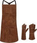 Heavy Duty Leather Welding Apron Genuine Cowhide Flame   Heat Resistant Adjus   