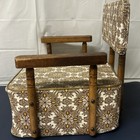 Vintage Retro 1970 s Tan   Yellow  Child   s Baby Vinyl   Wood Booster Seat Chair
