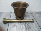 Vtg  Heavy Solid Brass Apothecary Mortar And Pestle