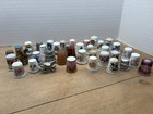 Lot Of 40 Vintage Thimble Collection Bone China Pewter Wood Ceramic Glass Brass