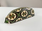 Gucci Cascade Green   Brown Demetra Logo Print Pencil Case   Make Up Bag Nwt