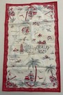 Vintage Florida Souvenir Tea Towel State Map W  Landmarks 50s 60s Kitschy Decor
