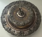 Antique Sheffield Silverplate Grape   leaf Covered Dish Lidded 11 In