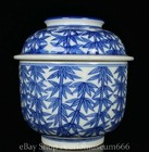 5 2  Qing Qianlong Marked China Blue White Porcelain Bamboo Pattern Lid Cup Bowl