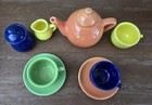 Children s Schylling 10 Piece Porcelain Tea Set Featuring Bright Colorful Pieces