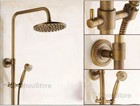 Wall Mounted Antique Brass 8  Rain Shower Head Water Mixer Valve Shower Tap Set