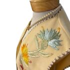 Vintage 1940s Floral Vest Embroidered Folk Felt Open Front Womens Med Large