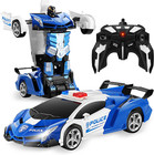 Remote Control Car   transformable Robot Rc Car   2 4ghz 1 18 Scale Model Police    