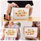 Girlly Mom Running Gifts Makeup Bag  Cute Cosmetic   Toiletry Pouch Off White
