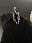 Vtg Navajo Native American Signed E Black Onyx Solitaire Sterling 5 5 Ring 
