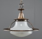 Antique Victorian Bronze   Milk Glass Pendant Light