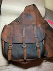 Western Saddle Bag In Vintage Look On Dark Brown Oiled Leather Free Ship