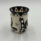 Cats By Nina Lyman Hand Painted Ceramic Mug Black White Cat 2001 Shark Tooth Rim
