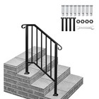 Wrought Iron Handrail Picket Stair Rail For 2-3 Step Handrail Outdoor Stairs