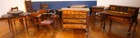 Lot 12 Piece Wooden Dollhouse Furniture-slant Front Desk-dresser-tea Cart-tables