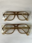 2 Pair Safety Glasses W side Sheild Nerd Science Thick Frame Brown Amber L  k