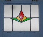 Abstract Shapes Old English Leaded Stained Glass Window 22  X 18 1 4 