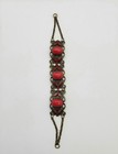 Antique Art Deco 1930s Max Neiger Czech Bracelet Peking Red Glass Coral Brass